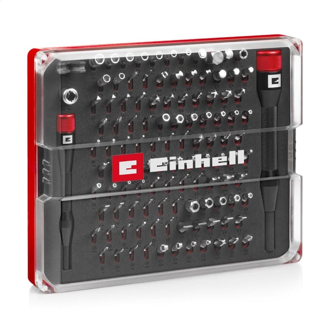 Einhell 115040 Bitset 114-delig Spanner, JIS, T-profiel, Gamebit, Sim-Eject-Bit, Plat, Tri-Point, Pentalobe, Triangle,