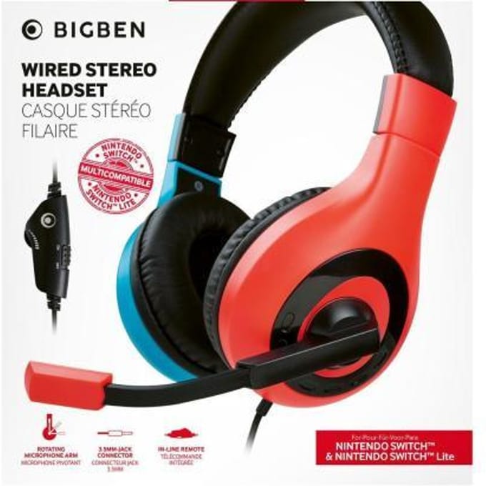 Bigben Stereo Gaming Headset V1 - Nintendo Switch - Neon Rood/Blauw