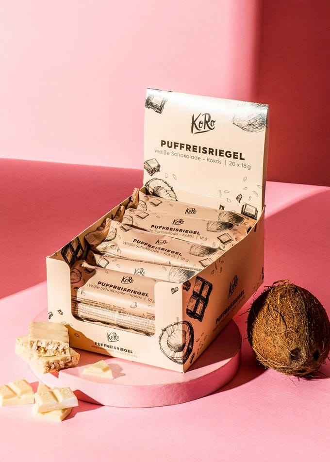 KoRo | Gepofterijstreep met witte chocolade met kokosnoot 20 x 18 g