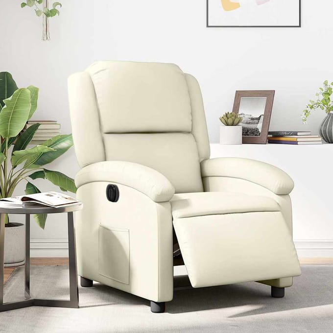 vidaXL - Fauteuil - elektrisch - verstelbaar - kunstleer - crèmekleurig