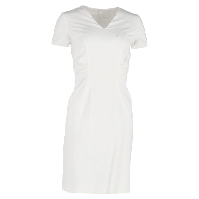 Boss V-hals nauwsluitende jurk in witte viscose