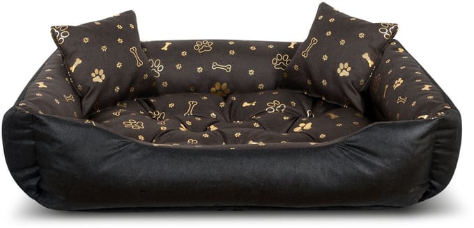 Hondenbed speelren 75x65 cm waterdicht gouden botten