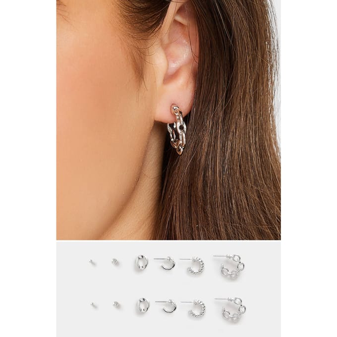 Yours Set Van 6 Paar Minioorringen & Oorknopjes In Zilversize One Size