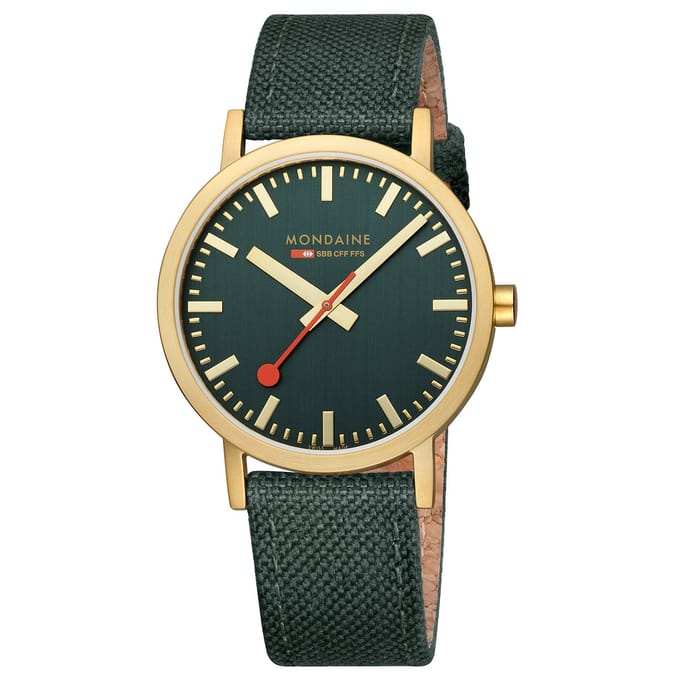 Mondaine M660.30360.60SBS Horloge - Textiel - Groen - 40mm