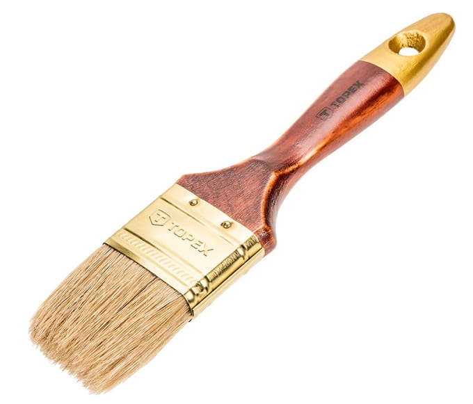 Topex - Universeel Plat Penseel - 2.0" - Natuurlijk Haar - Houten Handvat