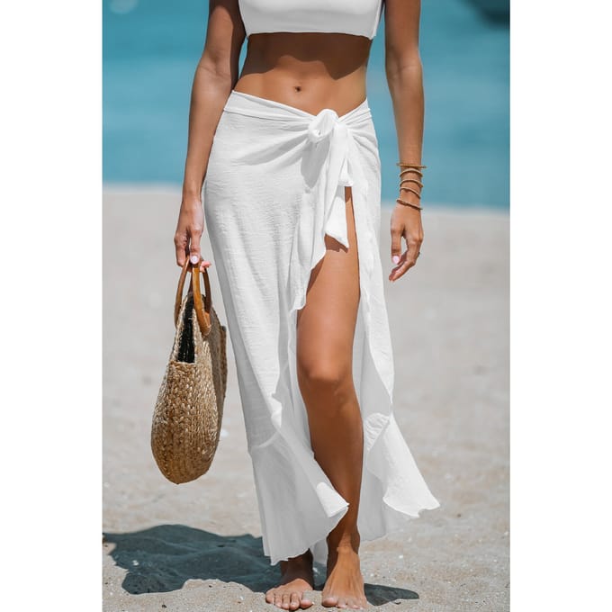 Pareo maxi transparente con volantes