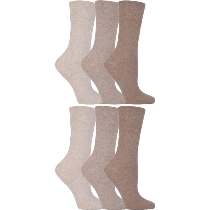 Gentle Grip - 6 paar diabetische damessokken - Beige