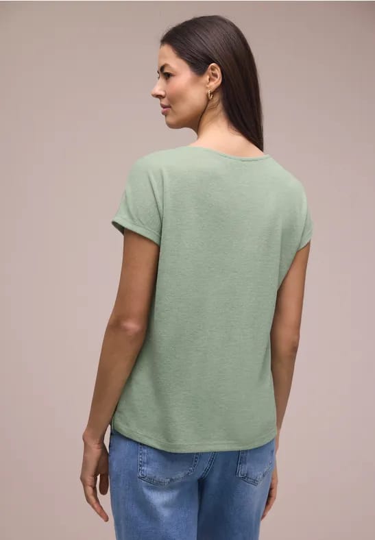Shirt met overhangende schouders in linnenlook
