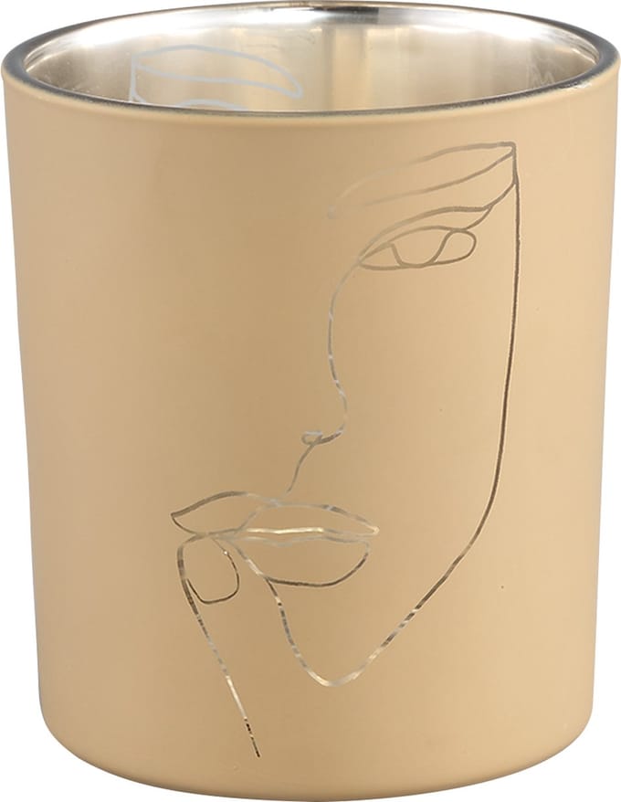 PTMD - theelicht - beige glass tealight woman face round