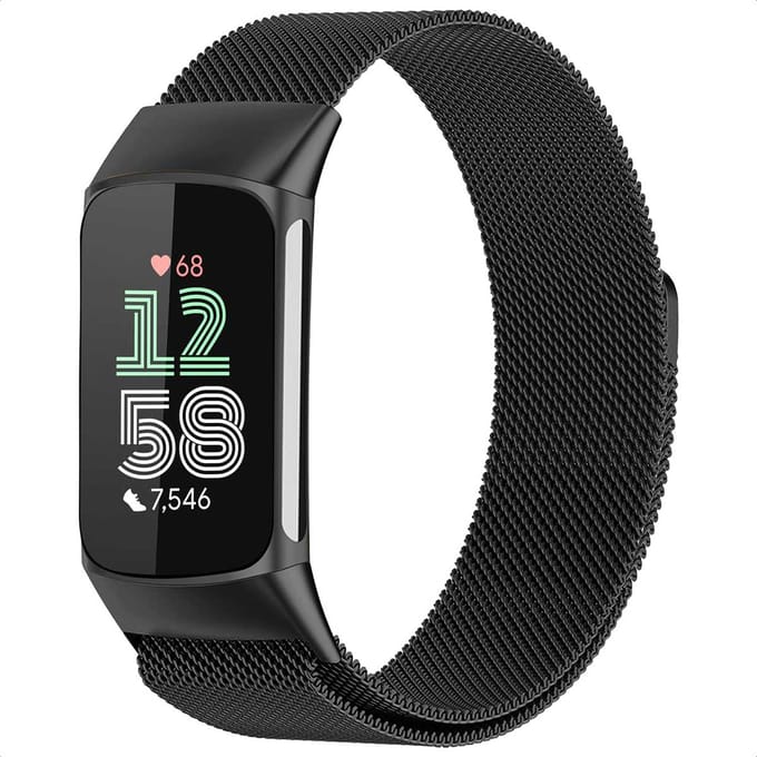 imoshion Milanees magnetisch bandje voor de Fitbit Charge 5 - Maat M - Zwart