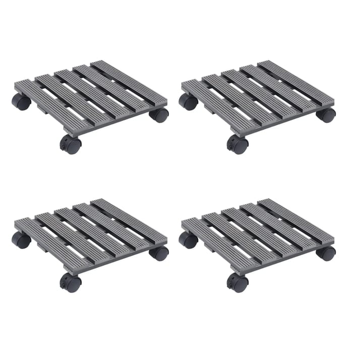 vidaXL - Plantentrolleys - 4 - st - 30x30x7,5 - cm - HKC - grijs