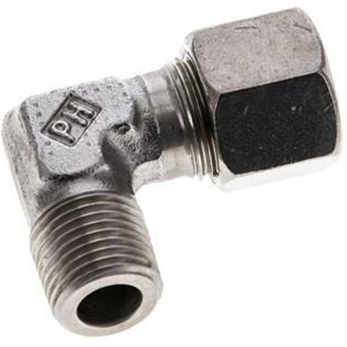 10S & M16x1.5 (con) RVS L-Vorm Snijringkoppeling Buitendraad 630bar ISO 8434-1