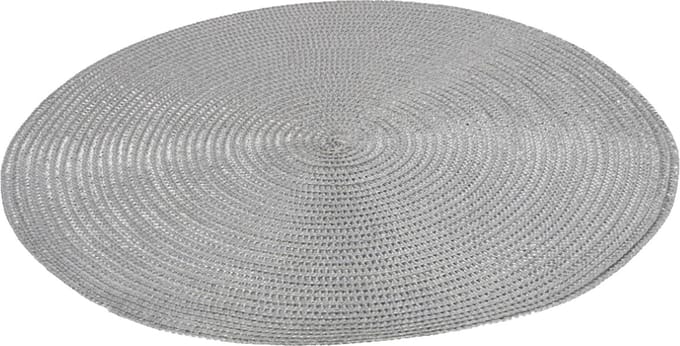 Gerimport Placemat - metallic zilver - 38 cm - rond - geverfd jute - onderlegger - kerstdiner