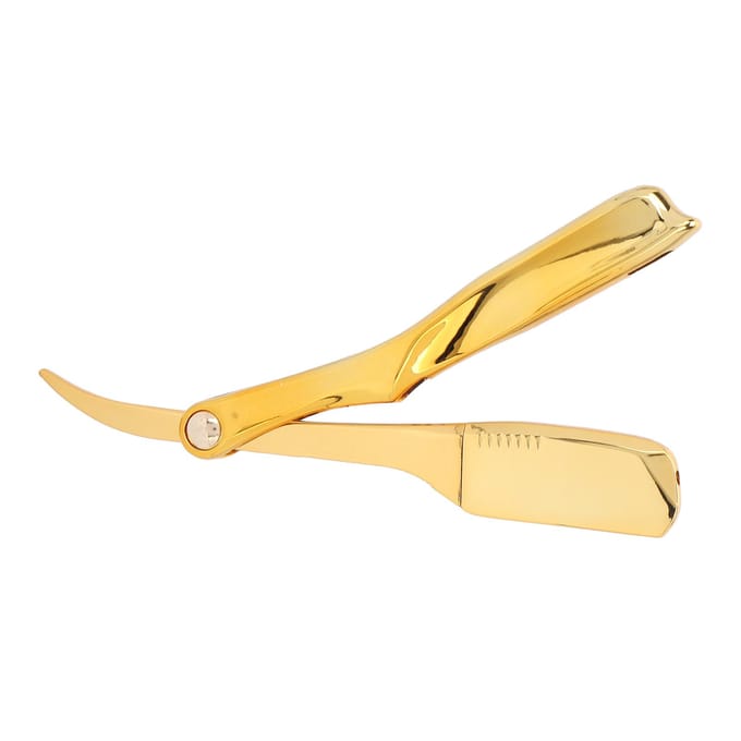 Professionele Opvouwbare Rechte Rand Scheermes Barbershop Mannen Scheermes Verzilverde Meshouder(Plaatsing goud