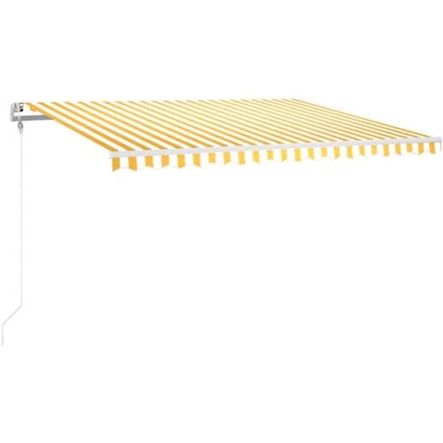 vidaXL - Luifel - automatisch - met - LED - en - windsensor - 400x300 - cm - geel - en - wit