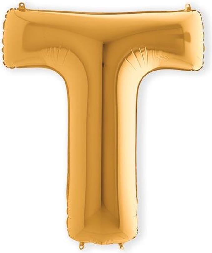 Folieballon letter T goud (100cm)