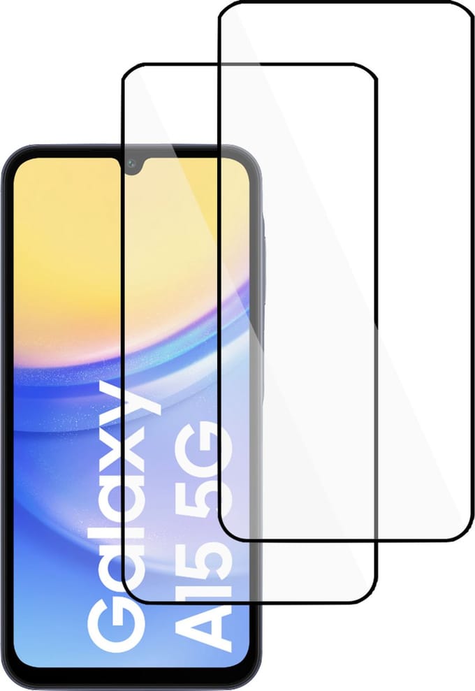 2x Screenprotector geschikt voor Samsung Galaxy A15 - Gehard Glas - Full Proteqt+