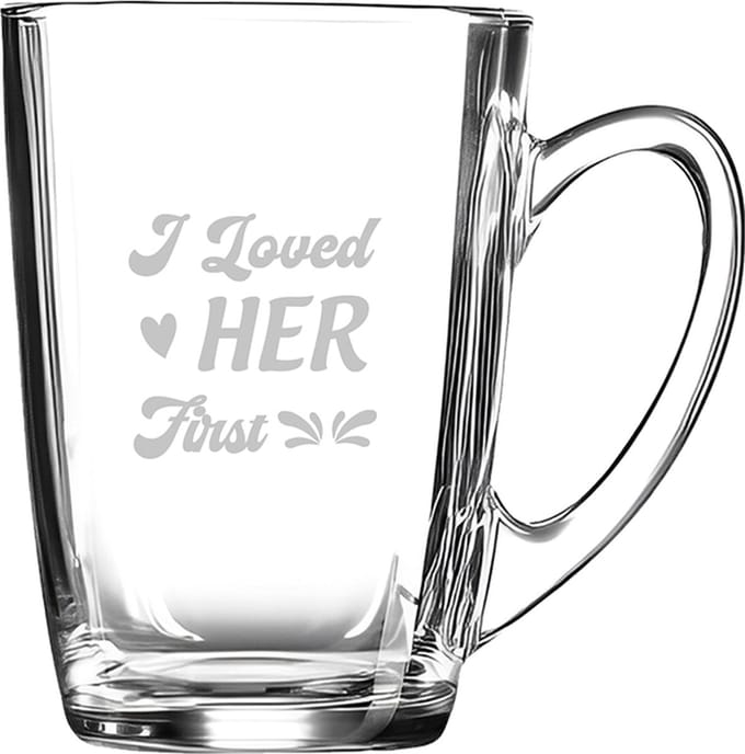 Gegraveerde Theeglas 32cl I loved her first