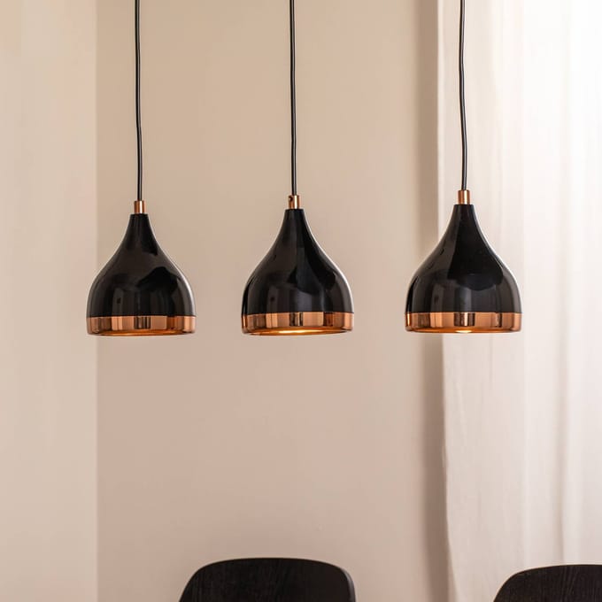 Opviq Hanglamp Yildo, lengte 65 cm, zwart/koper, metaal