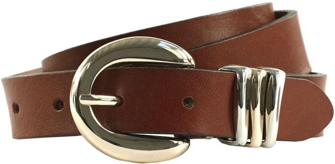 b.belt riem Valeria 25mm Leather Belt W85 Middle Brown bruine