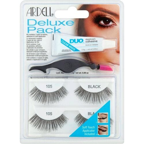 Ardell Eyelash Deluxe Pack 105 Black 2 paar + 2,5 g + 1 st
