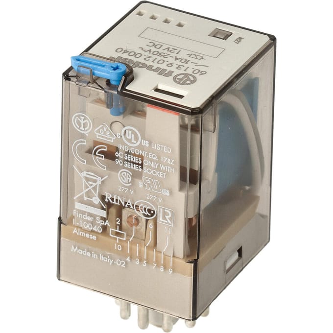 Finder 60 Serie 12V DC Relais 3CO 10A Met Testtoets - 60.13.9.012.0040 - E3WDT