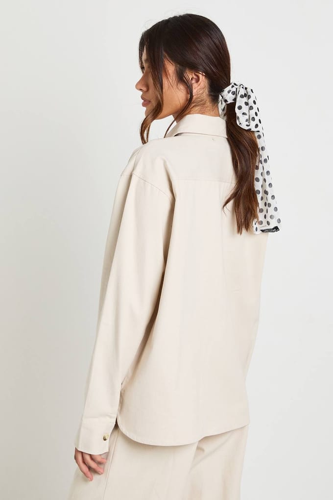 boohoo Dames Oversized Chambray Overhemd | Ecru | Maat: 40