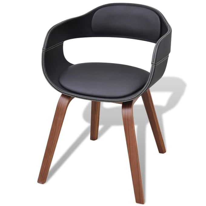 vidaXL - Eetkamerstoelen - 2 - st - gebogen - hout - en - kunstleer