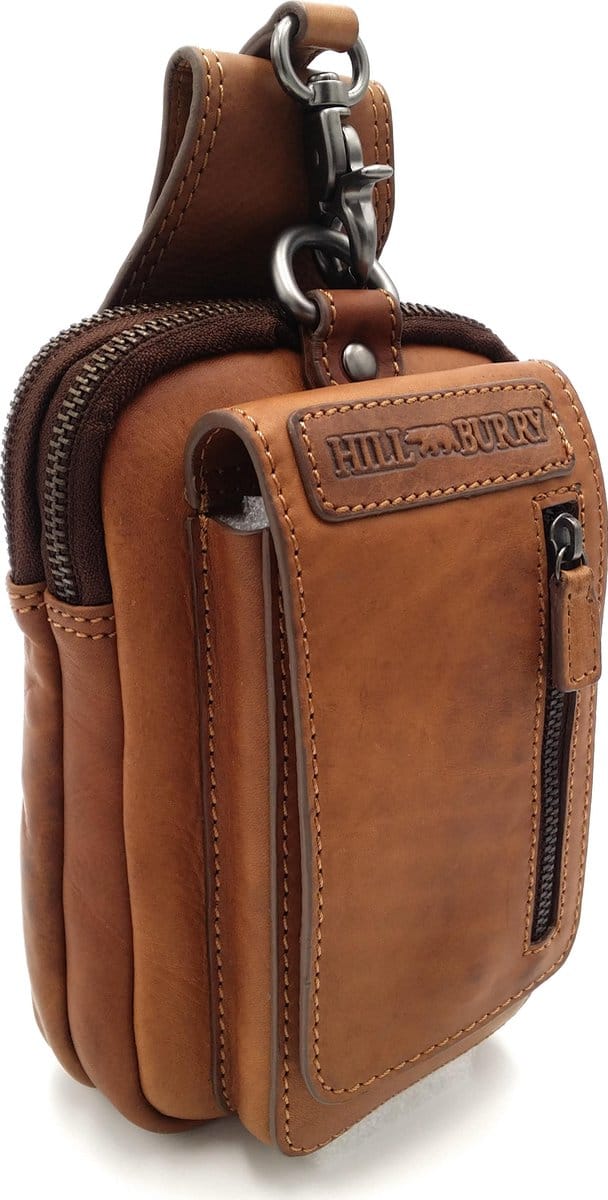 HillBurry – echt lederen – riemtas- stevig - vintage leder- Unisex Heuptas Bruin