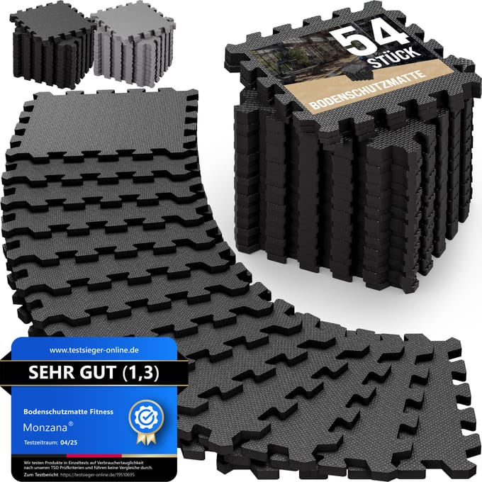 Vloerbescherming/puzzelmatten set van 54 Zwart 264x175x1cm