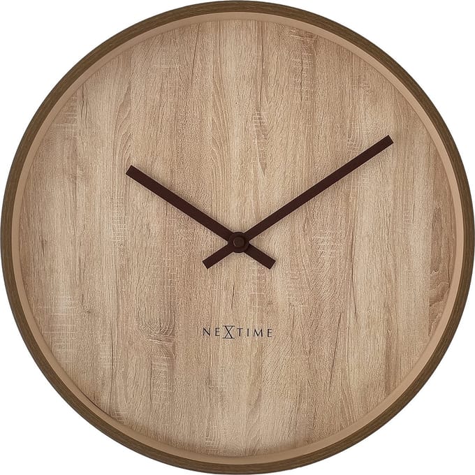 NeXtime Oslo – Wandklok – 30 cm – Plastic – Donkerbruin/Lichtbruin – Stil