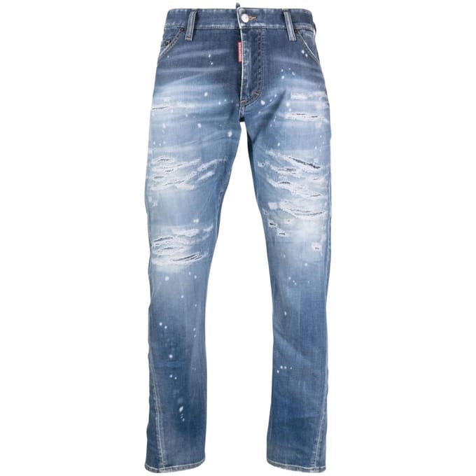 Dsquared2 Sexy Twist Jean Destroyed Reinforced Paint Splash Blue Jeans