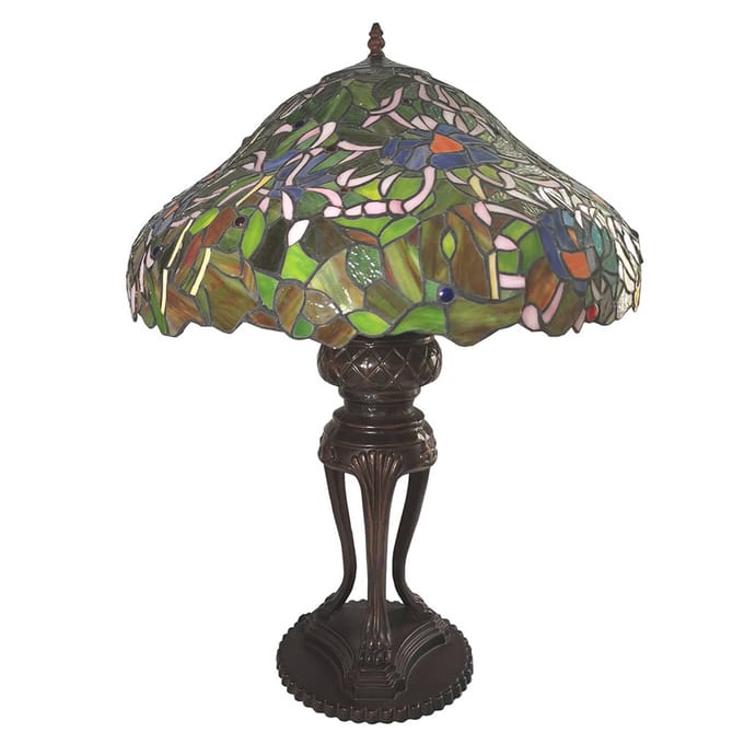 Clayre&Eef Tafellamp 5LL-6055, Tiffany ontwerp, blauw-groen