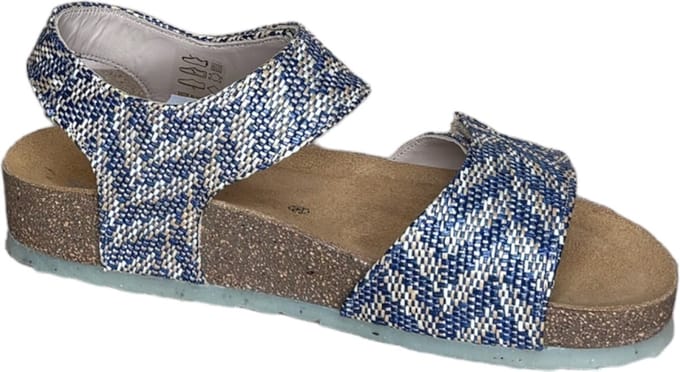 Q Fit Mila combi beige/ blauw sandaal (Maat - 36, Kleur - Multi)