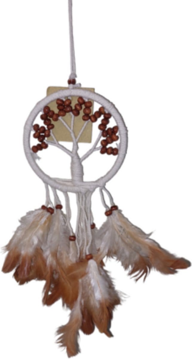 Dromenvanger - Tree of life bruine kralen 7cm - Dreamcatcher