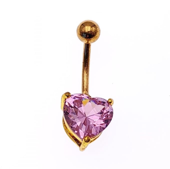 Navel Piercing - Roze Diamand Goud