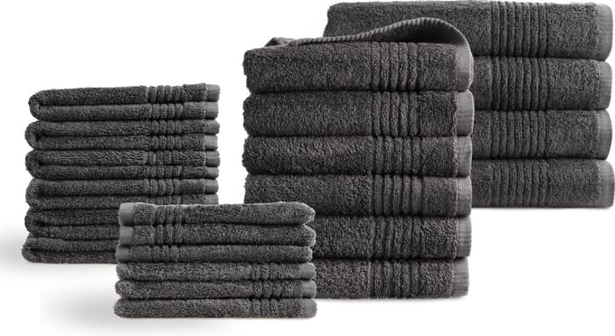 PHLOX Supreme Handdoeken 22 delig set - Zware kwaliteit 600 g/m2 - Antraciet