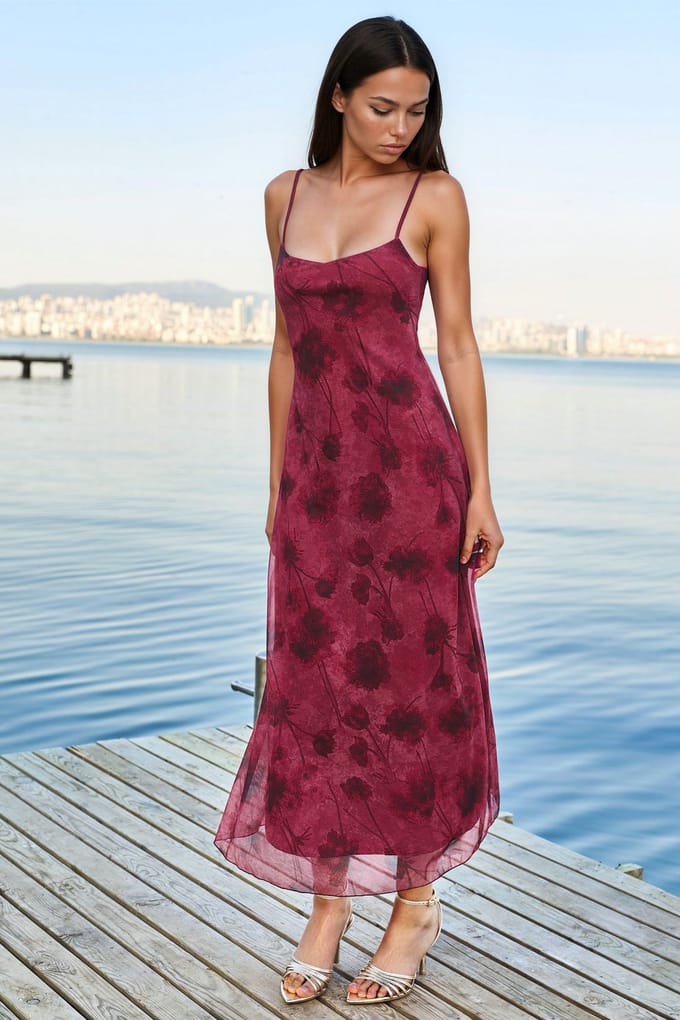 Bloemenband Tulle Maxi Jurk