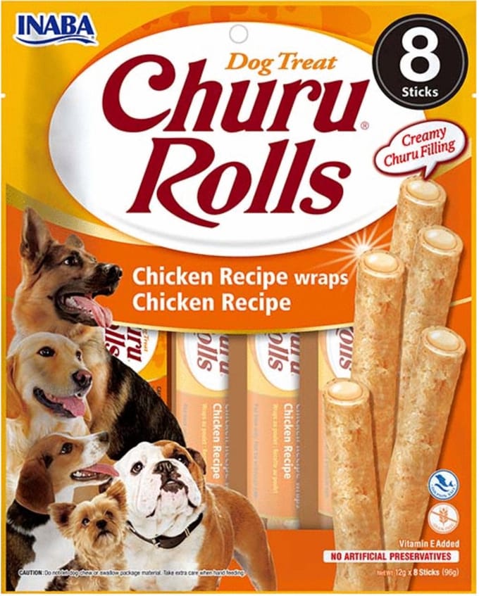 Inaba Churu Rolls Chicken Wraps 8x12 g - Hondensnacks - Kip