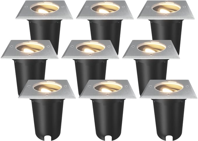 Ledvion Set van 9 LED Grondspot Buiten IP67 10W 230V GU10 vierkant
