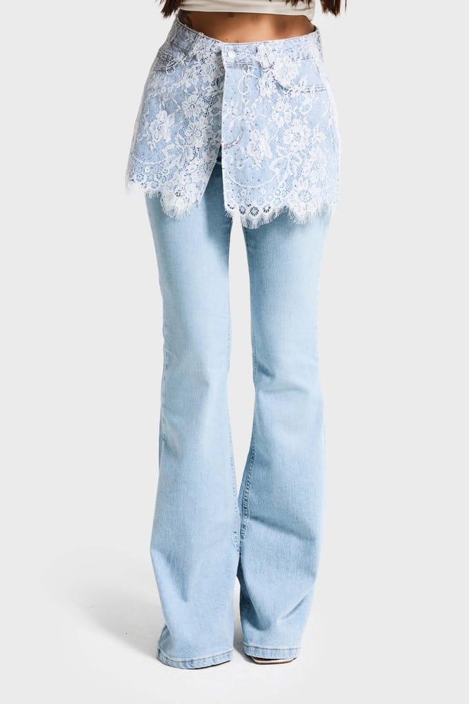 It's Basic - Lace Layered Denim Skirt