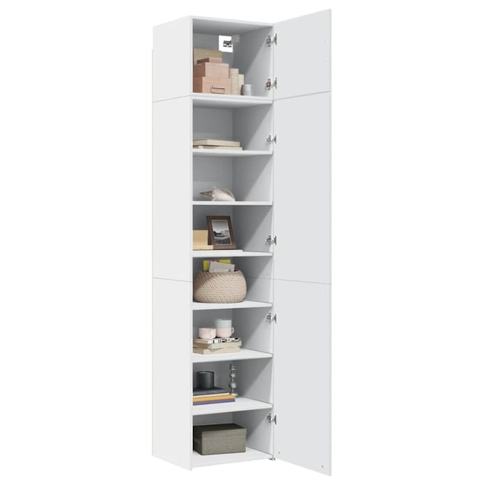 vidaXL - Opbergkast - smal - 50x42,5x225 - cm - bewerkt - hout - wit