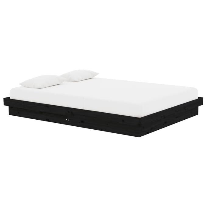 vidaXL - Bedframe - massief - hout - zwart - 135x190 - cm