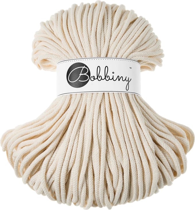 Bobbiny Macramé Koord 5 mm – 100 m – Natural – Gerecycled Katoen