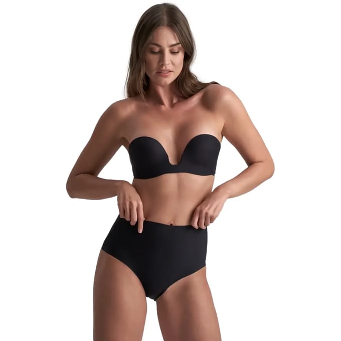 Diep uitgesneden strapless bh zwart maat M