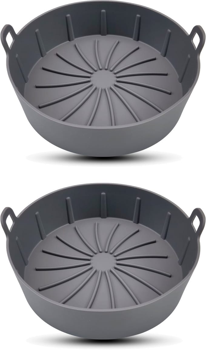 Bodo® Airfryer Bakje - Airfryer Accesoires - 2x 19 cm - Grijs