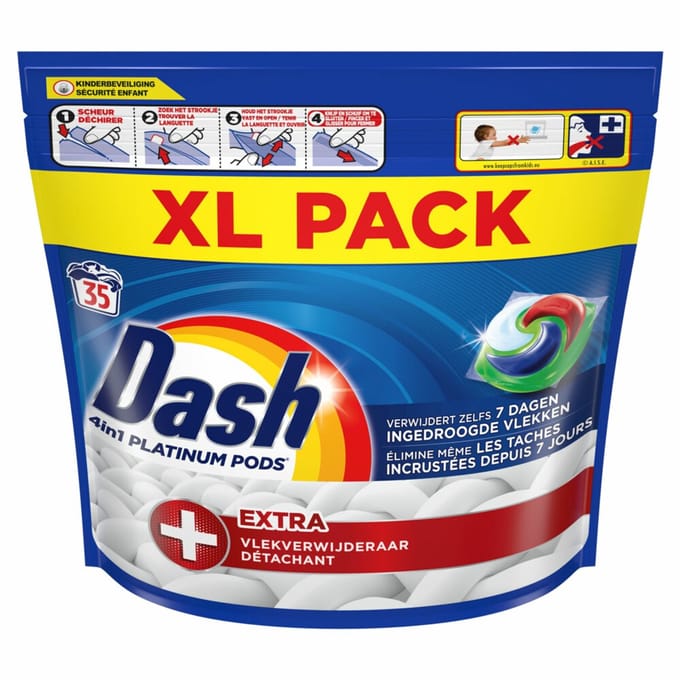 Dash Wasmiddelcapsules 4in1 Pods +Extra Vlekkenverwijderaar - 35 stuks