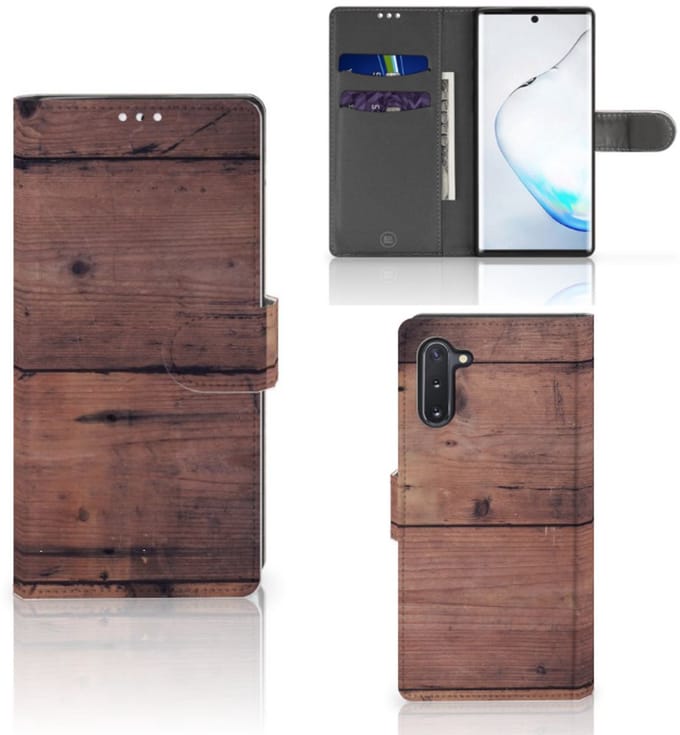 Samsung Galaxy Note 10 Book Style Case Old Wood