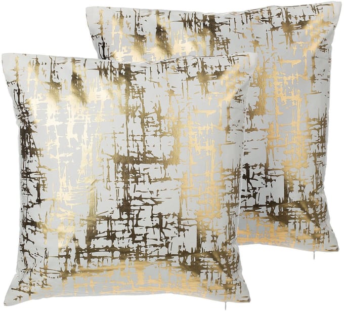 GARDENIA - Sierkussen set van 2 - Goud - 45 x 45 cm - Katoen