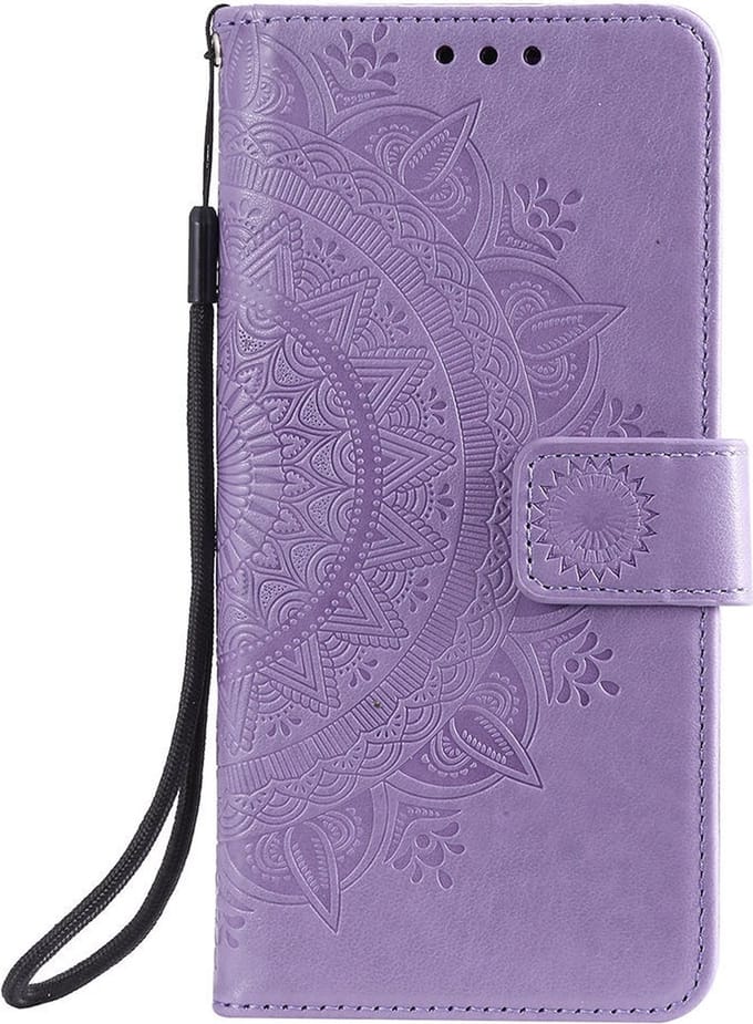 Shop4 - Samsung Galaxy A73 5G Hoesje - Wallet Case met Pasjeshouder Mandala Patroon Paars